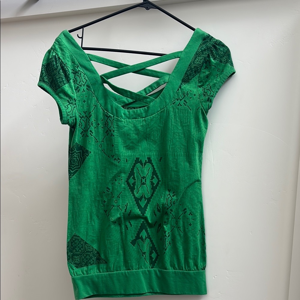 Green Criss-Cross Back Women's T-Shirt